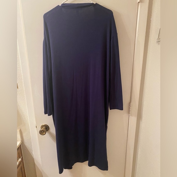 H Halston Navy Blue Open Front Cardigan Duster with Pocket - Picture 4 of 7